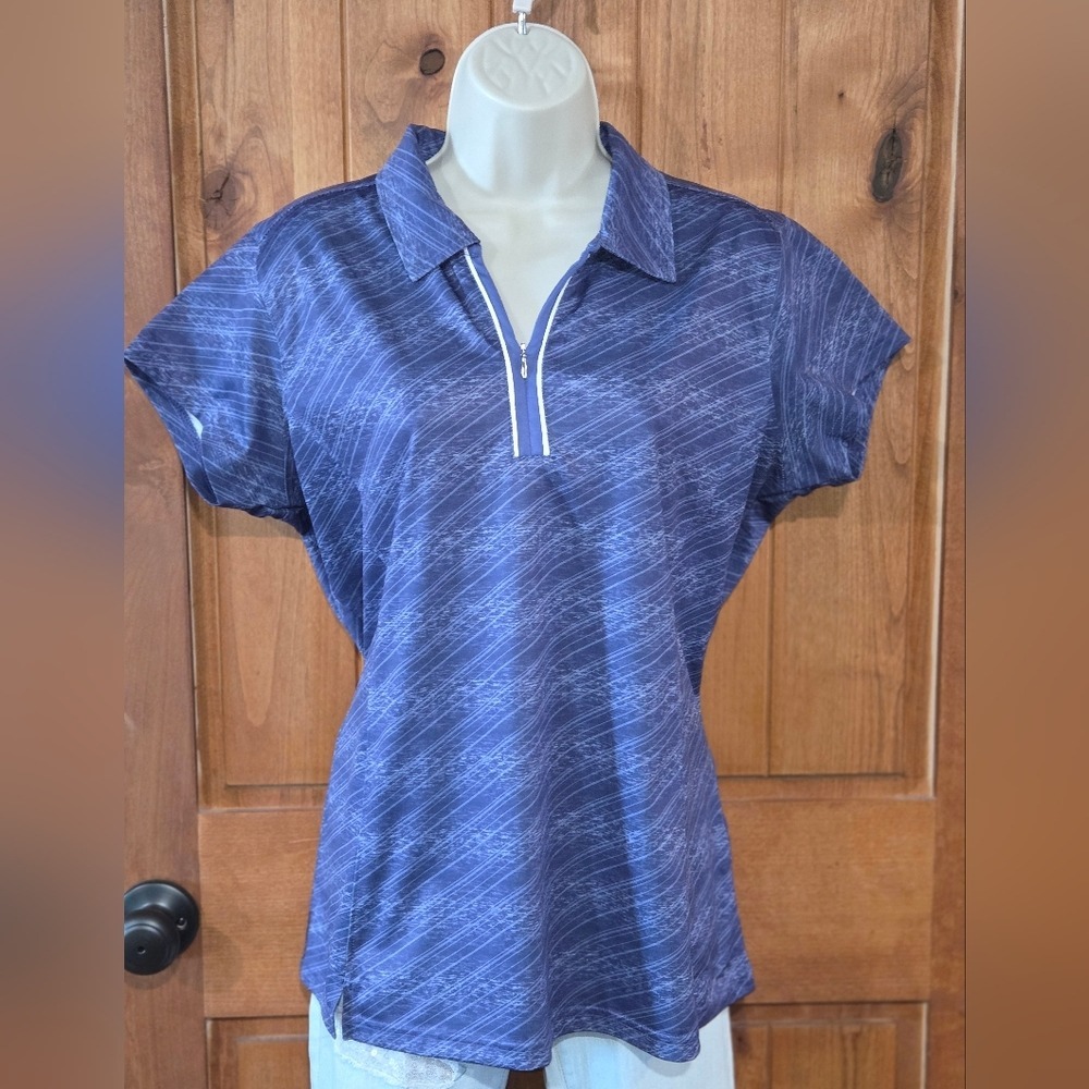 Pebble Beach Women's Striped Blue Button Down Shirt